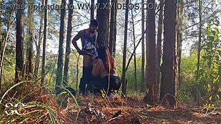 wife feels passionate fucking big black cock in woods interracial cuckold blowjob