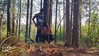 wife feels passionate fucking big black cock in woods interracial cuckold blowjob