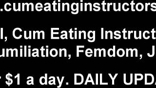 Mistress instructs slave to eat cum, humiliating the 18+ pervert in cei domination