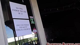 Gloryhole babe says, 'suck my big cock and get creampied.'