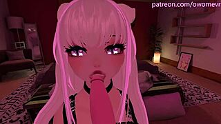 Beautiful Pov Blowjob In Vrchat With Lewd Moaning