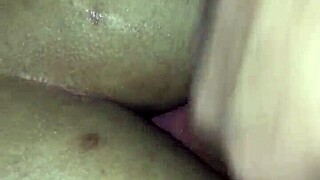 enjoying creampie in brunette's ass after assfucking