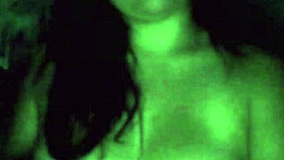 Busty bitch in too short shorts shows big tits