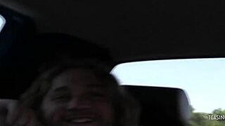 A blonde is forced into orgasm in a car