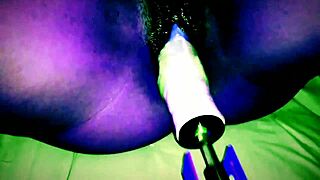 The latina teen reaches an out-of-this-world orgasm using her dildo with her ebony lesbian partner