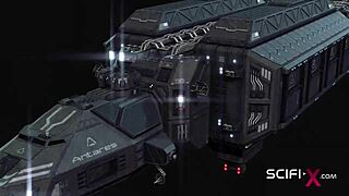 Busty girl in cuffs fucked rough by sex robot