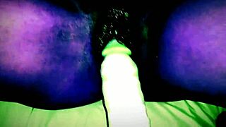 The latina teen reaches an out-of-this-world orgasm using her dildo with her ebony lesbian partner