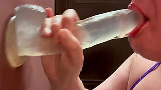 Want busty dildo sucking?