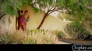 These petite babes lick and finger outdoors