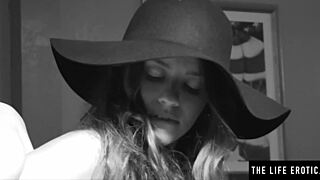 Horny brunette says, 'Watch me finger my trimmed pussy to orgasm on pool table'