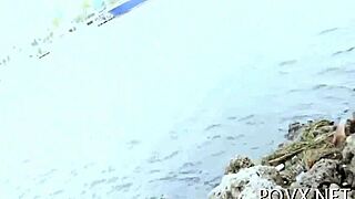 Hot teen girl gives sloppy blowjob naked in pov hardcore