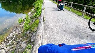 Big cock monster handjob in public with big cock monster cumshot