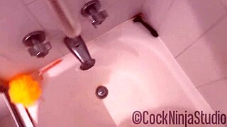Step mom showers with him and then they fuck in doggystyle.