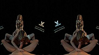 Intriguing spitroast orgy with stockings and reverse gangbang in 3D