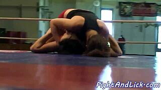 eurobabe chats with opponent during wrestling match