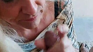 Mechanic fills mouth with cum after tire fix, swallows everything eagerly