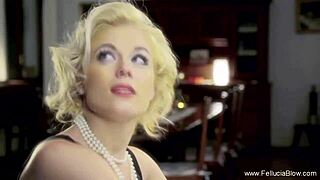 She gently sucks my cock, building to an intense cumshot experience with her experienced touch.