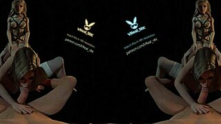 Intriguing spitroast orgy with stockings and reverse gangbang in 3D