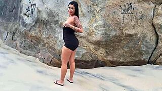 Amanda Souza experiences her first nudist beach in Rio de Janeiro.