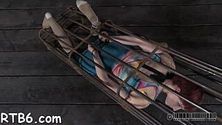 Gagged Angel Endures Wild Whipping on Her Tits