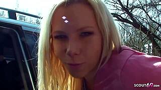 Real Teen 18+ Street Outdoor Fuck on Parking Spot by Client