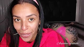 Perfect ass and sexy lingerie and a guided handjob and mouthjob for Delicia