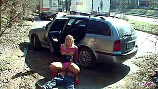 Real Teen 18+ Street Outdoor Fuck on Parking Spot by Client