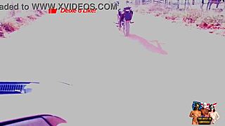 Two Tattooed Women Ride Big Asses On Motorcycle For Oral Creampie