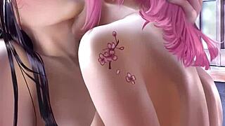 Vejo Hinata e Sakura no momento anime delas