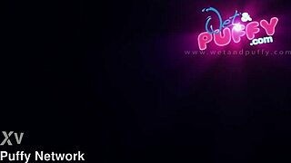 Blonde Squirts During Puffy Masturbation Striptease