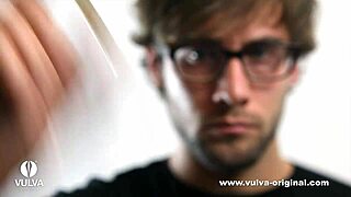 licking her shaved pussy slowly and deeply