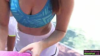 Teen Gets Facialized Outdoors at Party!