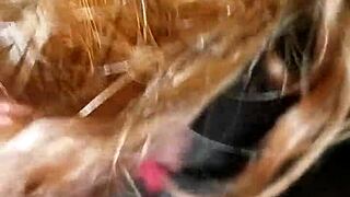 my hot redhead girlfriend gives handjob, blowjob, and fuck