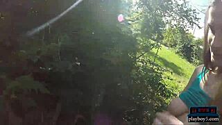 I watch my horny girlfriend sucking and fucking in public with her friend.