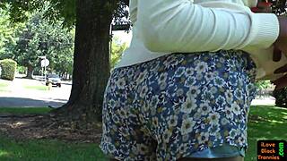 Stockinged Ebony Shemale Wanks Solo