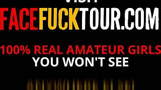 blonde with big tits gives sloppy deepthroat stare