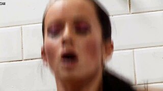 girls get out of control in the bathroom with wild antics and laughter