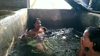 Lesbian Amateurs Play Dare in Neighbor's Tank