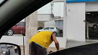 Latina surprises husband with intense public blowjob on street