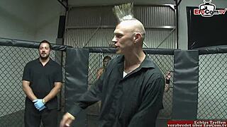 Inked blonde slut gets cumshot on natural tits!