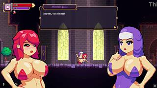 Hentai game pornplay with cartoon nun spanks and dominates
