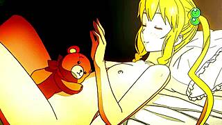 Catgirl masturbating anime music video in bath tub