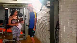 Intense interracial gangbang in the gym with big tits and anal