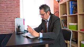 Is This Wicked Babe Riding Teacher's Hard Rod Too Zealously?