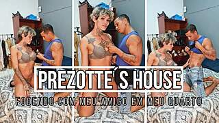 Skinny crossdresser gets anal from hot gay friend in bedroom