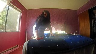 Bedroom fun with Michele in lingerie turns bold