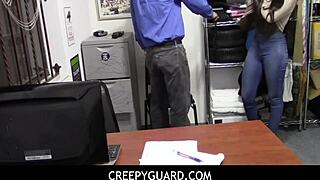 CreepyGuard - Ebony Princess Tori Montana Caught Stealing, Gets Creamy POV Surprise in Tight Ass