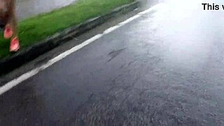 Barbara Alves Cycles Without Panties In Rain