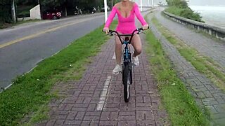 Barbara Alves Cycles Without Panties In Rain