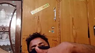 Hot handjob and facial from the big dicked Indian maid